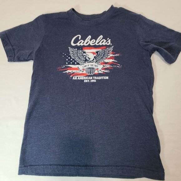 Cabela’s Land of the Free Blue T-Shirt Size Large Patriotic Eagle Graphic Tee - Picture 1 of 6